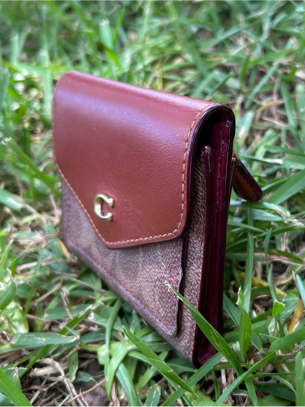 Coach Signature Color Block Trifold Wallet - Picture 2 of 11